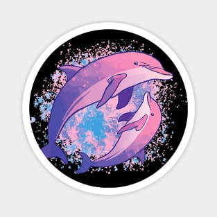 Cute Tie-dye Dolphin Parent And Child Dolphins Magnet